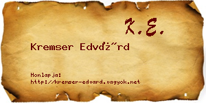 Kremser Edvárd névjegykártya